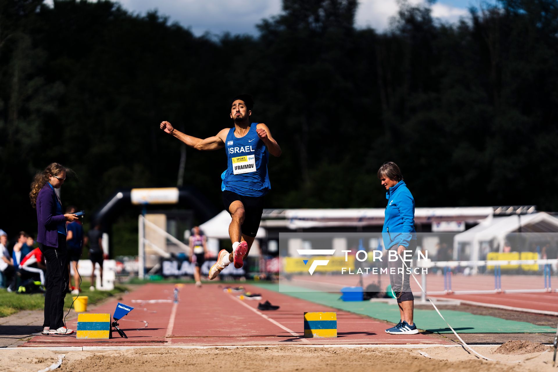Ishay Ifraimov (Israel) im Weitsprung am 28.05.2022 waehrend der World Athletics Continental Tour IFAM Oordegem in Oordegem